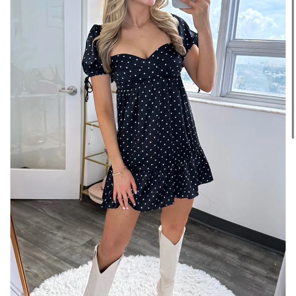 Boutique Silky Polka Dot Country Dress NWT